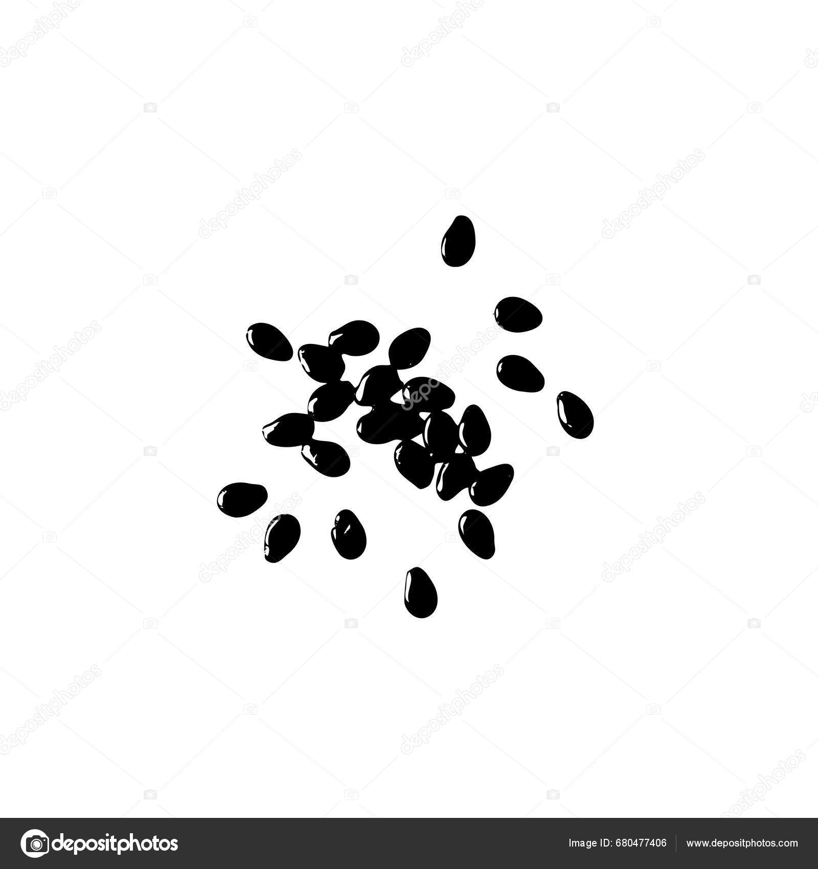 Watermelon Seeds Icon Water Melon Seed Pile Small Black Kernels Stock