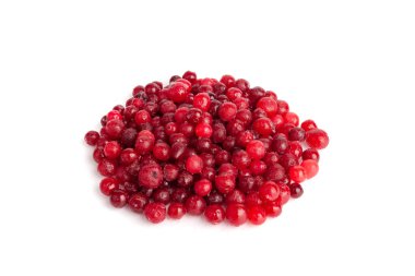 Donmuş Lingonberry Yığını İzole Edilmiş, Buzlu Cowberry, Kar Yabanmersini Yığını, Kırmızı Viburum Böğürtlenleri, Beyaz Arkaplanda Donmuş Lingonberry