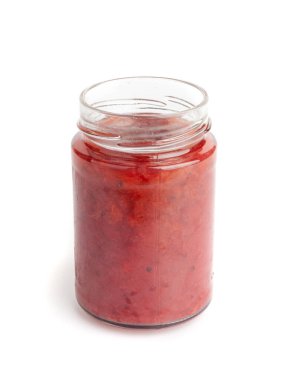 Yabanmersini Reçeli Smear, Lingonberry Sosu, Kırmızı Marmelat Splash, Kızılcık Jölesi, Cowberry Confiture Smudge, Şurup Lekesi, Çilek Sosu Damlaları, Beyaz Arkaplandaki Dökülen Kızılcık Reçeli