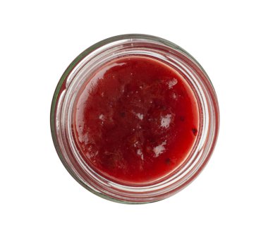 Yabanmersini Reçeli Smear, Lingonberry Sosu, Kırmızı Marmelat Splash, Kızılcık Jölesi, Cowberry Confiture Smudge, Şurup Lekesi, Çilek Sosu Damlaları, Beyaz Arkaplandaki Dökülen Kızılcık Reçeli