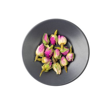 Kuru Gül Tomurcukları, Pembe Çiçek Çayı için Gül Yaprakları, Kurumuş İran Gülleri, Beyaz Arkaplanda İzole Edilmiş Gül Tomurcukları