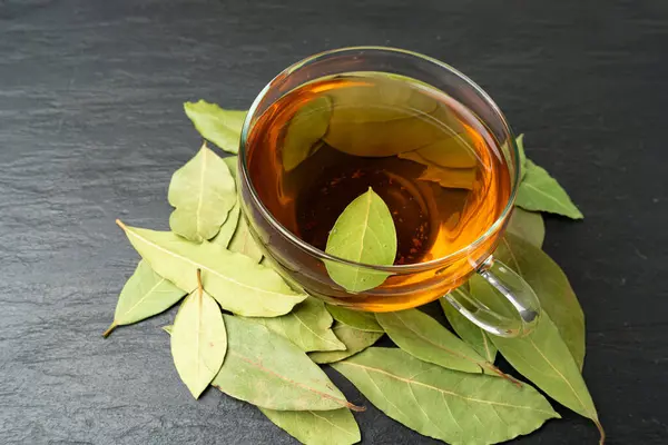 Bay Leaves Tea Laurel Leaf Drink Natural Spicy Bayleaf Infusion — Stock Photo, Image