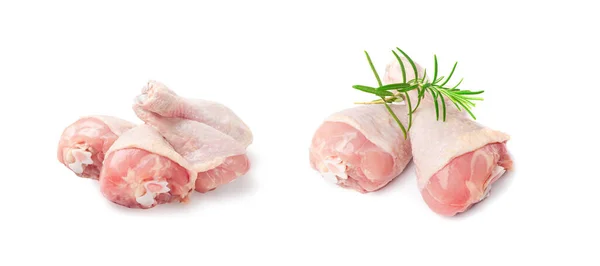 Raw Chicken Drumsticks Isolated Uncooked Poultry Legs Fresh Hen Meat Stock Image