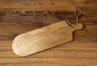 Boş Kesme Tahtası Döşeme Arkaplanı, Metin için Kopya Alanı ile Tahta Kesme Tahtası, Kırsal Mutfak Masa örtüsü, Kumaş Kumaş Kumaş Arkaplan Yatağı, Üst Görünüm