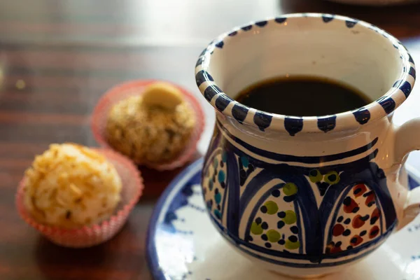 Moroccan Coffee, Traditional Oriental Coffee, Beverage with Cardamom and Spices in Moroccan Cup