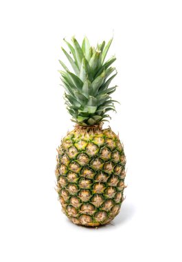 Tüm Ananas, Büyük Ananas, Comosus Tropikal Meyve, Olgun Çam Elması, Beyaz Arkaplanda Ananas