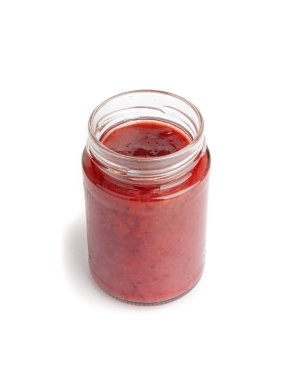 Yabanmersini Reçeli Smear, Lingonberry Sosu, Kırmızı Marmelat Splash, Kızılcık Jölesi, Cowberry Confiture Smudge, Şurup Lekesi, Çilek Sosu Damlaları, Beyaz Arkaplandaki Dökülen Kızılcık Reçeli