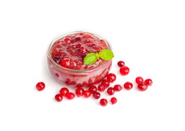 Yabanmersini Reçeli Smear, Lingonberry Sosu, Kırmızı Marmelat Splash, Kızılcık Jölesi, Cowberry Confiture Smudge, Şurup Lekesi, Çilek Sosu Damlaları, Beyaz Arkaplandaki Dökülen Kızılcık Reçeli