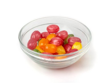 Sert Şeker İzole Edilmiş, Ekşi Şekerler, Meyve Şekeri Yığını, Renkli Şeker, Beyaz Arkaplanda Renkli Şeker Grubu