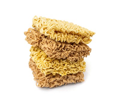 Çiğ Çavdar Eriştesi Yalıtılmış, Kuru Ramen Eriştesi, Pişmemiş Kore Vermicelli, Hızlı Çin Ekmek Ekmeği, Beyaz Arkaplanda Çiğ Erişte
