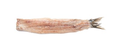 Hollanda ringa balığı, tuzlanmış balık eti fileto, geleneksel maatjeler, taze Atlantik ringaları, matias holenderski, clupea harengus membras on white background