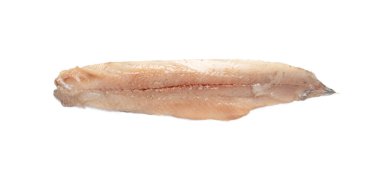 Hollanda ringa balığı, tuzlanmış balık eti fileto, geleneksel maatjeler, taze Atlantik ringaları, matias holenderski, clupea harengus membras on white background