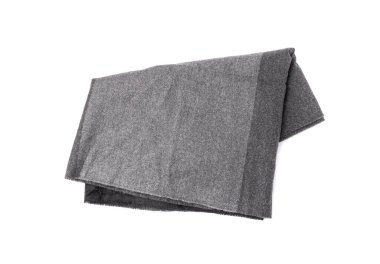 İzole Eşarp, Sıcak Gri Boyun Boyunluk, Sonbahar Şalı, Beyaz Arkaplan Üst Görünümünde Tek Yün Eşarp