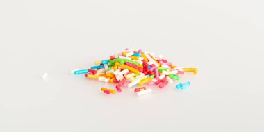 Candy Sprinkle Yığını, Donut Gökkuşağı Serpiştirilmiş, Tatlı Renk, Beyaz Arkaplanda Bir Çok Küçük Vermicelli