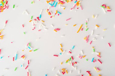 Candy Sprinkle Doku Arkaplanı, Donut Gökkuşağı Serpiştirme Şablonu, Tatlı Renk Cilalı Bayrak, Metin İçin Kopya Alanı ile Çok Küçük Vermicelli Mockup