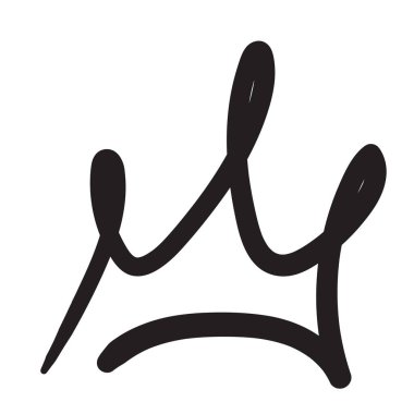 Beyaz arka planda siyah karalama elementleri var. Bir grup yarım yamalak taç vektör çizimi. El çizimi taklit