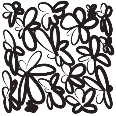 El çizimi çiçek izole. Çiçeklerin karalama çizimi, çiçekli karalama tasarım elementleri, siyah-beyaz retro stil oymalı çizim, vektör illüstrasyonu