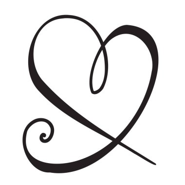 Aralıksız ince çizgili kalp vektör çizimi, minimalist aşk çizimi. Bir satır resim, sevgililer günü ikonu, tek bir düğün taslağı çizimi ya da basit kalp logosu