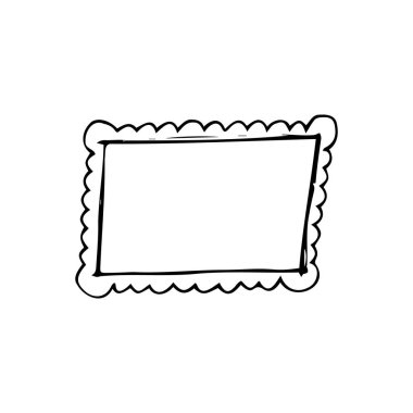 El çizimi çerçeve simgesi. Çizgi çizimi çizimi, kare çerçeve tasarım ögesi izole, elle çizilmiş mürekkep vektörü taklidi