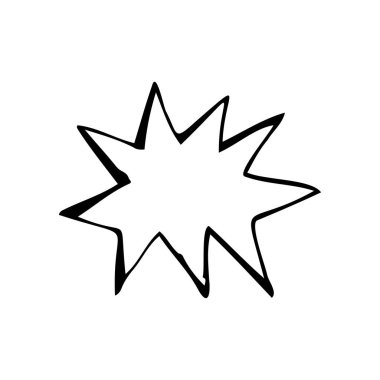 El çizimi yıldız çerçeve simgesi. Çizgi çizimi çizimi, kare çerçeve tasarım ögesi izole, elle çizilmiş mürekkep vektörü taklidi