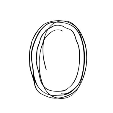 El çizimi çerçeve simgesi. Çizgi çizimi çizimi, yuvarlak çerçeve tasarım ögesi izole, elle çizilmiş mürekkep vektörü taklidi