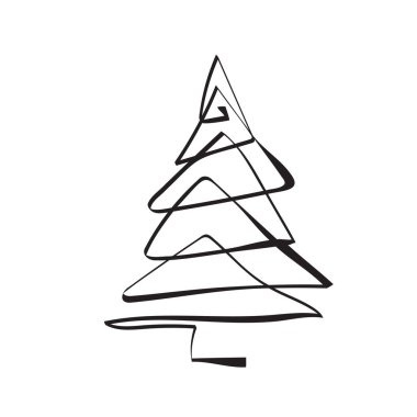 Continuous Line Christmas Tree Vector Icon, Happy Xmas Monoline Spruce, New Year Pines Holiday Silhouettes, One Line Christmas Tree Shapes Illustration