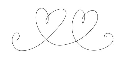 Aralıksız ince çizgili kalp vektör çizimi, minimalist aşk çizimi. Bir satır resim, sevgililer günü ikonu, tek bir düğün taslağı çizimi ya da basit kalp logosu