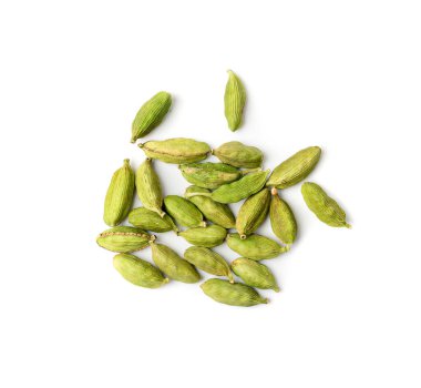 Cardamom Isolated, Green Cardamon Seeds, Dry Kardamon, Cardamum Spice , Genera Elettaria Beans, Cardamomum Seasoning, Dry Green Cardamom Pods on White Background clipart