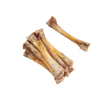 Tavuk artıkları izole edilmiş, temiz kemirilmiş kemikler, yemekten sonra kemirilmiş kemikler, Platform Beyaz Tabakta Temiz Öğlen Yemeği