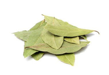 Kuru Koyun Yaprakları, Laurel Yaprağı, Doğal Baharatlı Bayrak, Kokulu Malzeme, Aromatik Baharat, Kuru Koyun Yaprakları Beyaz Arkaplanda İzole Edilmiş