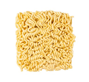 Çiğ erişte, kuru erişte, pişmemiş Kore Vermicelli, hızlı Çin makarnası, beyaz arka planda çiğ Asya eriştesi.