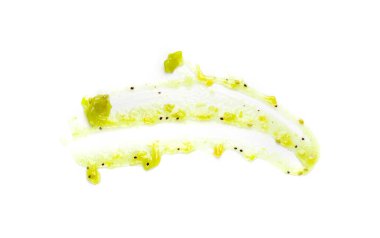 İzole edilmiş yeşil reçel, tatlı Kiwi Confiture Smear, Bektaşi üzümü reçeli Blot, Yeşil Domates Reçeli Damlaları, Şerbet Sosu, Beyaz Arkaplanda Yeşil Marmelat Spot