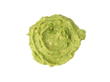 Avocado Smear Isolated, Sharwil Puree, Brown Avocados Paste, Fresh Alligator Pear Cream, Guacamole Paste, Persea Americana Avocado Fruit Sauce on White Background clipart