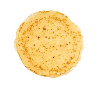 İzole edilmiş krepler, Doğu Avrupa krepi, ince blini, tokat rulosu, beyaz arka planda popüler sabah yemeği.