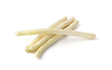 White Asparagus Isolated, Raw Garden Vegetables Bunch, Fresh Edible Sprouts of Asparagus Officinalis on White Background clipart