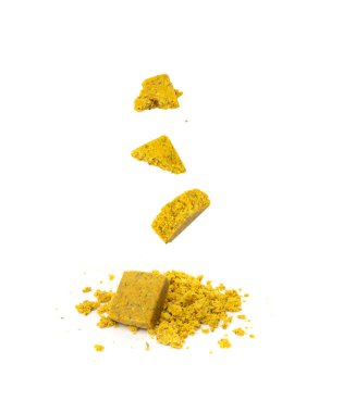 Stok Küpü İzole Edildi, Sebze Stoku Konsantratı, Et suyu Küpü, Bouillon Küpü, Beyaz Arkaplan Üst Görünümlü Anında Baharat Çorbası