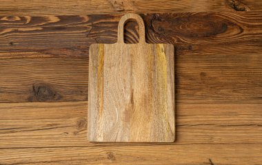 Boş Kesme Tahtası Döşeme Arkaplanı, Metin için Kopya Alanı ile Tahta Kesme Tahtası, Kırsal Mutfak Masa örtüsü, Kumaş Kumaş Kumaş Arkaplan Yatağı, Üst Görünüm