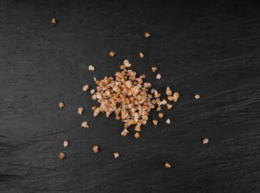 Haşlanmış karabuğday yığını, pişmiş karabuğday taneleri, lapa yığını, karabuğday karabuğdayında kesilmiş karabuğday...