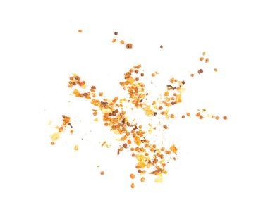 Kurutulmuş sebzeler havuç, soğan, yaban havucu ve soya etiyle karıştırılır. Çıtır gevrek, sebze proteini, susuz bırakılmış çeşitli yiyecek parçaları beyaz arka planda hazır erişte koleksiyonu.