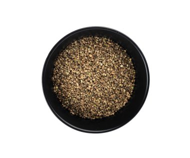 Siyah kasedeki kenevir tohumları izole, kenevir taneleri, marihuana çekirdekleri, beyaz arka plan görünümlü kenevir tohumları