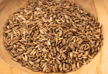 Kasedeki süt devedikeni tohumları, silikon marianum taneleri, kuru kutsal süt devedikeni meyveleri, beyaz arka planda çeşitli devedikeni çekirdekleri, doğal organik şifalı bitkiler.