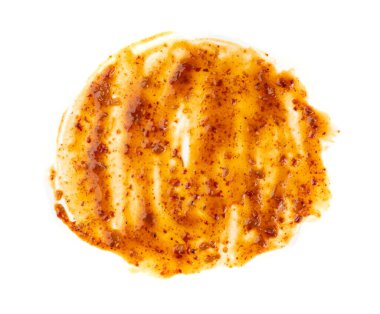 Nuoc Cham portakal sosu yalıtılmış, Red Asian Jelly Dip Smear, Acılı Biber Vietnam sosu Baharat ve Şeker ile, Tatlı Satay Chili sosu beyaz arka planda