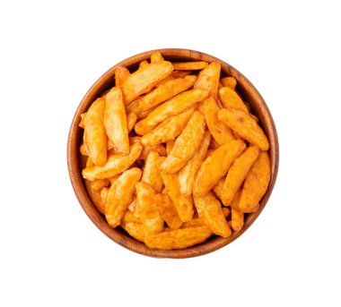 Senbei izole edilmiş, kaki no tane pirinç krakeri, Japon çıtır çerezi, sembei, okaki, Asya usulü pişmiş şeker, beyaz arka planda çıtır çıtır atıştırmalık yığını.