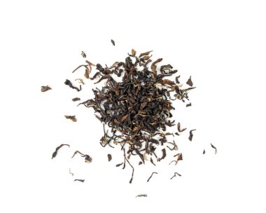 Siyah Çay Yaprakları Yalıtılmış, Yüksek Kaliteli Siyah Çay Yığını, Kuru Organik Lapsang, Keemun Siyah Çay Yaprakları, Beyaz Arkaplan Üst Görüş Gongfu