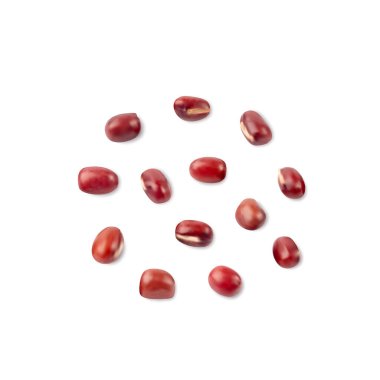 Kırmızı adzuki fasulyesi, çiğ aduki fasulyesi yığını, Vigna angularis legume tohumları, dağınık küçük kuru azuki, kırmızı mung fasulyesi taneleri, Japon tatlı malzemeleri, vektör çizimi