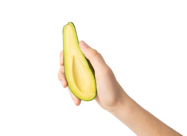 Avokado Avokado, Avokado Yarısı Elde, Yeşil Avokado Dilimi, Taze Timsah Armudu, Guacamole İçindekiler, Beyaz Arkaplanda Uzun Avokado Meyvesi