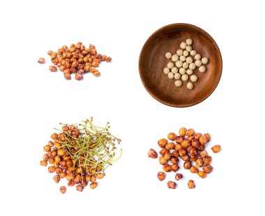 Kiraz Taşları İzole Edilmiş, Kiraz Çekirdeği Yığını Kapalı, Tatlı Meyve Çekirdekleri, Kiraz Çukurları, Kuru Prunus Avium Küçük Tohumlar, Beyaz Arkaplanda Taş Meyve Çukurları