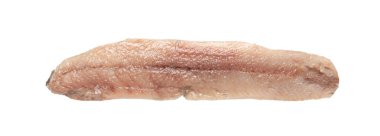 Hollanda ringa balığı, tuzlanmış balık eti fileto, geleneksel maatjeler, taze Atlantik ringaları, matias holenderski, clupea harengus membras on white background