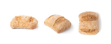 Bir kahverengi çavdar ekmeği izole edilmiş, kare glütensiz ekmek, tek, tam tahıllı sağlıklı kahvaltı ekmeği beyaz arka planda.