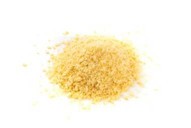 Ekmek kırıntıları izole, dağınık ekmek kırıntıları, nugget için ezilmiş rusk ekmek kırıntıları, beyaz arka plan manzaralı panko